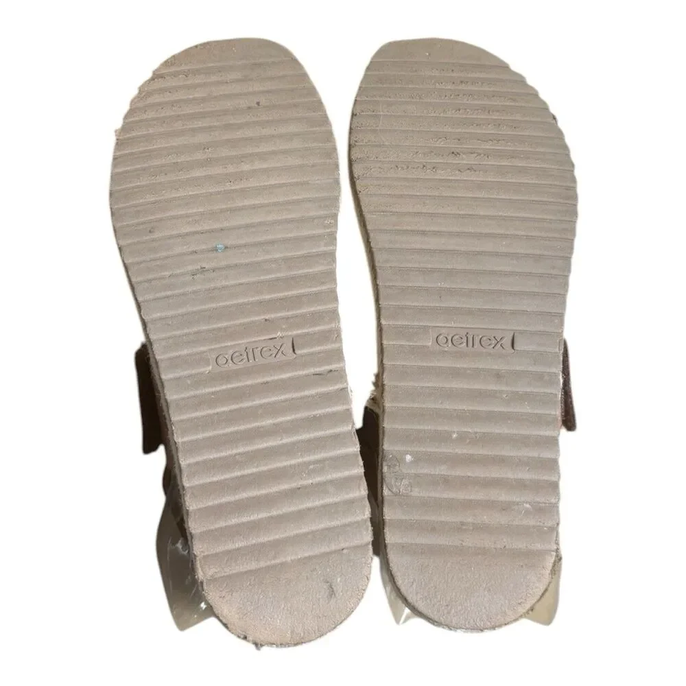Aetrex Vania Arch Support Espradille Platform Sandals Cognac Leather Size 10